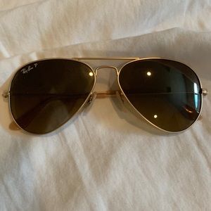 Womens Ray Ban Aviators brown lens w gold rim